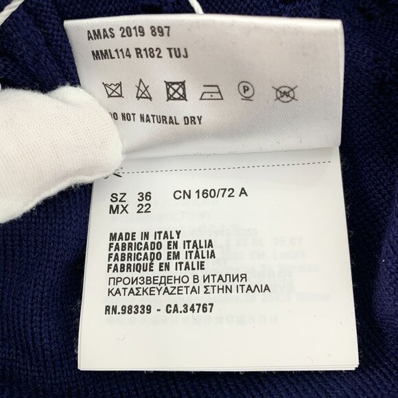 Miu Miu Womens Dark Blue Virgin Wool Heart Pattern Long Sleeve Sweater Size 36 X - Picture 7 of 8